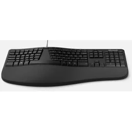 Microsoft Ergonomic, Volle Größe (100%), Kabelgebunden, USB, AZERTY, Schwarz - Schwarz
