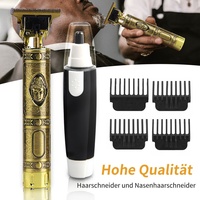 Profi Haarschneidemaschine mit Elektrischer Nasenhaarschneider, Haarschneider Bart Trimmer Rasierer Hair Clipper USB, Haarschneider für Männer