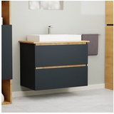 GARLIVO Waschbeckenunterschrank GLB-80 mit Schubladen, Badezimmer Waschtischunterschrank, Anthrazit Breite 120 cm, Soft-Close, Push-to-open/Tip-on, hängend braun