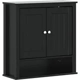 vidaXL Bad-Wandschrank BERG Schwarz 69,5x27x71,5 cm Massivholz
