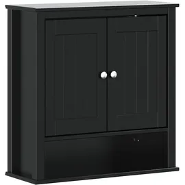 vidaXL Bad-Wandschrank BERG Schwarz 69,5x27x71,5 cm Massivholz