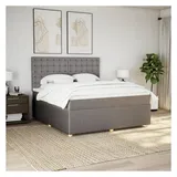 vidaXL Boxspringbett mit Matratze Taupe 180x200 cm Stoff