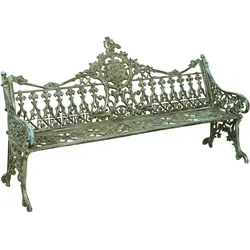 BISCOTTINI INTERNATIONAL ART TRADING BISCOTTINI Garten-Balkonbank - Außenbank 180x65x100 cm - Gartensofa für draußen - Bank aus Gusseisen - Grünes Gartensofa