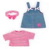 Bayer Puppenkleidung Jeanskleid mit Shirt, Stirnband, Puppenzubehör, 2+ Jahre, rosa, Jeans, Streifen