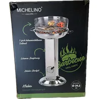 MICHELINO Hades Edelstahl Standgrill Säulengrill Grill - Silber Rund 39cm NEU
