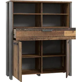 Forte Highboard 106 x 125,4 x 41,4 cm Beige / Braun / Grau