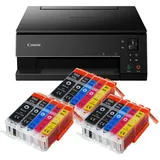 IC-Office TS6350a Farbtintenstrahl-Multifunktionsgerät All-in-One 3-in-1 (Drucker, Scanner, Kopierer, USB, WLAN, Apple AirPrint) Schwarz + 15 XXL Tintenpatronen