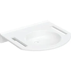 Publica Waschtisch rundes Design, mit Ausschnitten, barrierefrei: B=60cm, T=55cm, Hahnloch=ohne, Überlauf=ohne, weiß-alpin