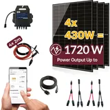 sunova Balkonkraftwerk 1720W Komplettset mit 4 x 430W Bifalzial Module Glas-Glas der Marke Sunova Solar, Steckdose, APsystems Wechselrichter, 5 Meter Schutzkontakt-, 4x 2 Meter DC Kabel, ohne Halterung