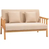 Homcom 2 Sitzer Sofa, Couch mit 2 Lendenkissen Leinenoptik für klein Räume beige