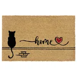 HANSE HOME Kokos Fußmatte - rutschfeste Schmutzfangmatte Natur für Innen, Fußabtreter Cat Home Kokosfaser Kokosmatte Flur, Eingangsbereich & überdachten Außenbereich - 40x70cm