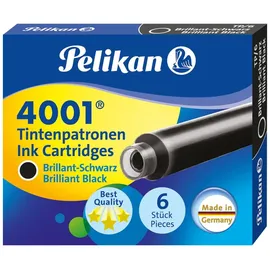 Pelikan 4001 TP/6 Tintenpatronen für Füller brillant-schwarz, 6