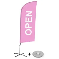 Showdown Displays Beachflag Alu Wind Komplett-Set Geöffnet Pink Englisch