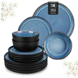 luxuskollektion Tafelservice 18-tlg. 6 Personen blau
