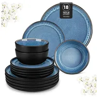 luxuskollektion Tafelservice 18-tlg. 6 Personen blau