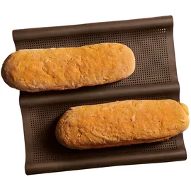 LURCH 85080 FlexiForm Ciabatta Backmatte zur Herstellung von 2 knusprigen Ciabattas 29,5 x 26cm Premium-Platin-Silikon braun