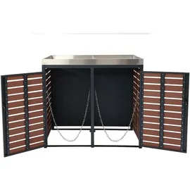 Mendler Mülltonnenverkleidung HWC-K14 124 x 146 x 102 cm blau