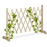 Relaxdays Rankgitter Holz, ausziehbar bis 180 cm, Rankhilfe Kletterpflanzen, Scherengitter freistehend, Garten, natur