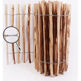 Aquagart 25m Staketenzaun 80cm hoch Lattenabstand 4-6cm Gartenzaun aus Haselnuss Holzzaun