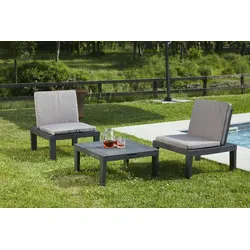 Dmora Outdoor-Lounge-Set Cervia, Gartenset mit 2 Sitzen mit Rückenlehne und einem Multifunktionsmodul, Sitzecke mit Kissen, 100 % Made in Italy, Weiß