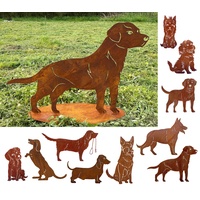 Gartenfigur Hund Labrador 85x61cm auf Platte Edelrost Gartendeko Rost Metall Rostfigur Hund Tier von Steinfigurenwelt