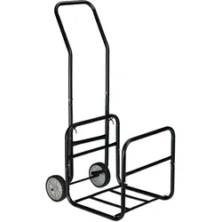 Relaxdays Kaminholzwagen, 2in1 Brennholzkarre & Feuerholzregal, aus Stahl, bis 45 kg, Transport & Aufbewahrung, schwarz