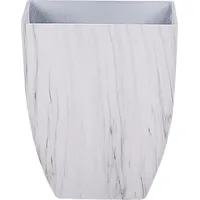 Beliani Blumentopf 2er Set Weiß Steingemisch 28x28x34 cm quadratisch