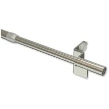 Interdeco Klemmstange ausdrehbar, Scheibenstange 10/8 mm aus Metall, ohne Bohren, Edelstahl-Optik, für Scheibengardinen und Kurzgardinen, Typ 2010051, 50-80 cm