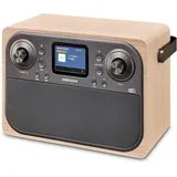 Medion P66700 DAB+ Radio (DAB Plus UKW Radiowecker, dimmbares TFT Farb Display, Bluetooth, 12/24 Std. Uhrzeit, Wecker, Holzgehäuse, Kopfhöreranschluss, AUX, Stabantenne) Creme