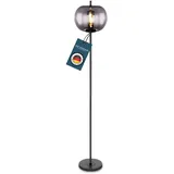 bmf-versand Stehlampe Wohnzimmer schwarz Rauchglas Stehleuchte Schlafzimmer Standleuchte - Schwarz