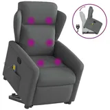vidaXL Massagesessel mit Aufstehhilfe Dunkelgrau Stoff