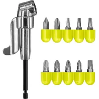 RYOBI Winkelschraubvorsatz mit 10 Schrauberbits RAKRAD11 (1/4" Hex Werkzeugaufnahme, 360°-Verstellbarkeit, Magnetbithalter mit max. 11 Nm Drehmoment)