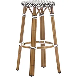 4er-Set Französischer Bistro Tresenhocker | Schwarz | Stapelbar | Rattan | Bistro Rattan Barhocker, Terrassen Rattan Barhocker, Outdoor Rattan Barhocker