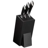 Navaris Messerblock 48460.02.2, Gummibaumholz, schwarz 10,5x25cm, Borsteneinsatz
