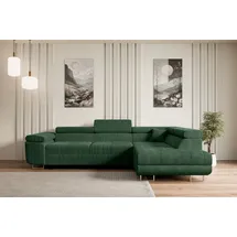 altdecor Ecksofa Cord mit Schlaffunktion 2-Sitzer Grün