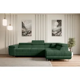 altdecor Ecksofa Cord mit Schlaffunktion 2-Sitzer Grün