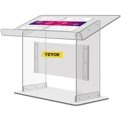 VEVOR Acryl Podium Tischgröße(LxB)68,58x34,8cm Rednerpult 49,53 cm Höhe Moderne Acryl Kirche Stil Podium mit Schraubensatz ideal für Kirchen, Schulen Pressekonferenzen Hörsälen Abendgesellschaften