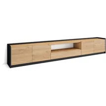 SKRAUT HOME Lowboard 310x50x37 cm Eiche Schwarz Holzwerkstoff