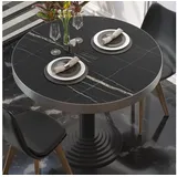 GGM Möbel Bistro Tischplatte | Ø 50 cm | Schwarz Marmor | Gastro Tischplatte
