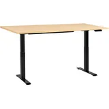 Beliani Schreibtisch Hellbraun u. Schwarz Melamin 160x72cm Elektrisch Höhenverstellbar Rechteckig USB Metallgestell Modern Büro Steh-sitz Stehtisch