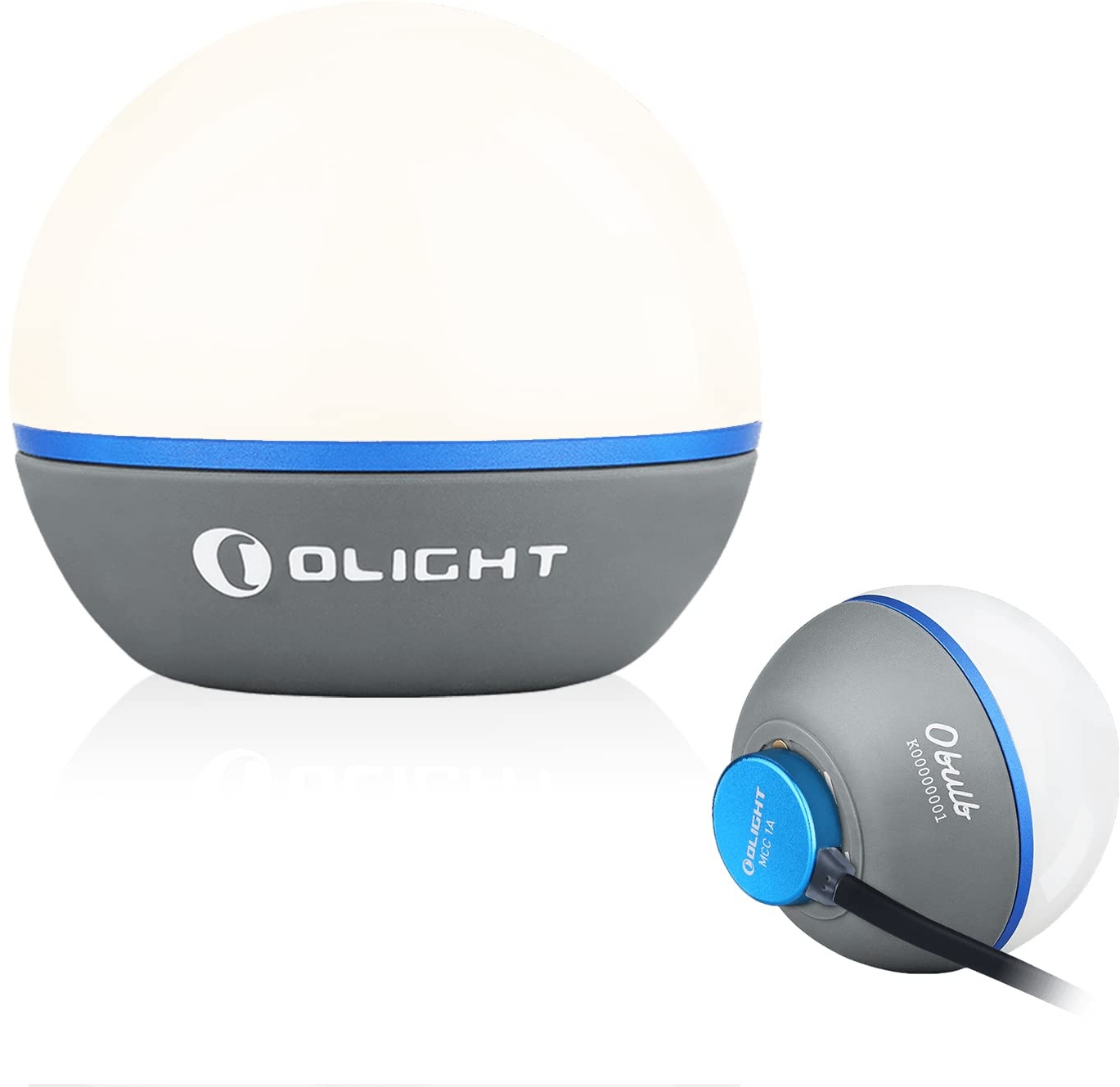 OLIGHT Obulb Led Nachtlicht, Wiederaufladbare Atmosphäre Nachttischlampe mit 55 Lumen, Farbwechsel & Dimmbare Beleuchtung, bis zu 56 Stunden Tischlampe zum Lesen,Schlafen und Dekoration(Grau)