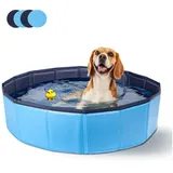 nobleza Hundematratze Hundepool für Große & Kleine Hunde, Faltbarer Hunde Planschbecken blau 120*30CM
