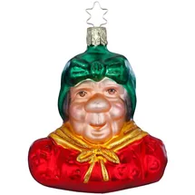 Inge-Glas® Christbaumschmuck Witwe Bolte 9,5cm aus Wilhelm Busch Erzählungen (1-tlg), mundgeblasen, handbemalt grün|rot