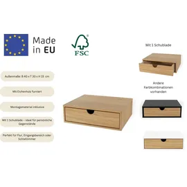 WoodMan Nachttisch Farsta 40 x 30 x 12 cm Braun/Weiß