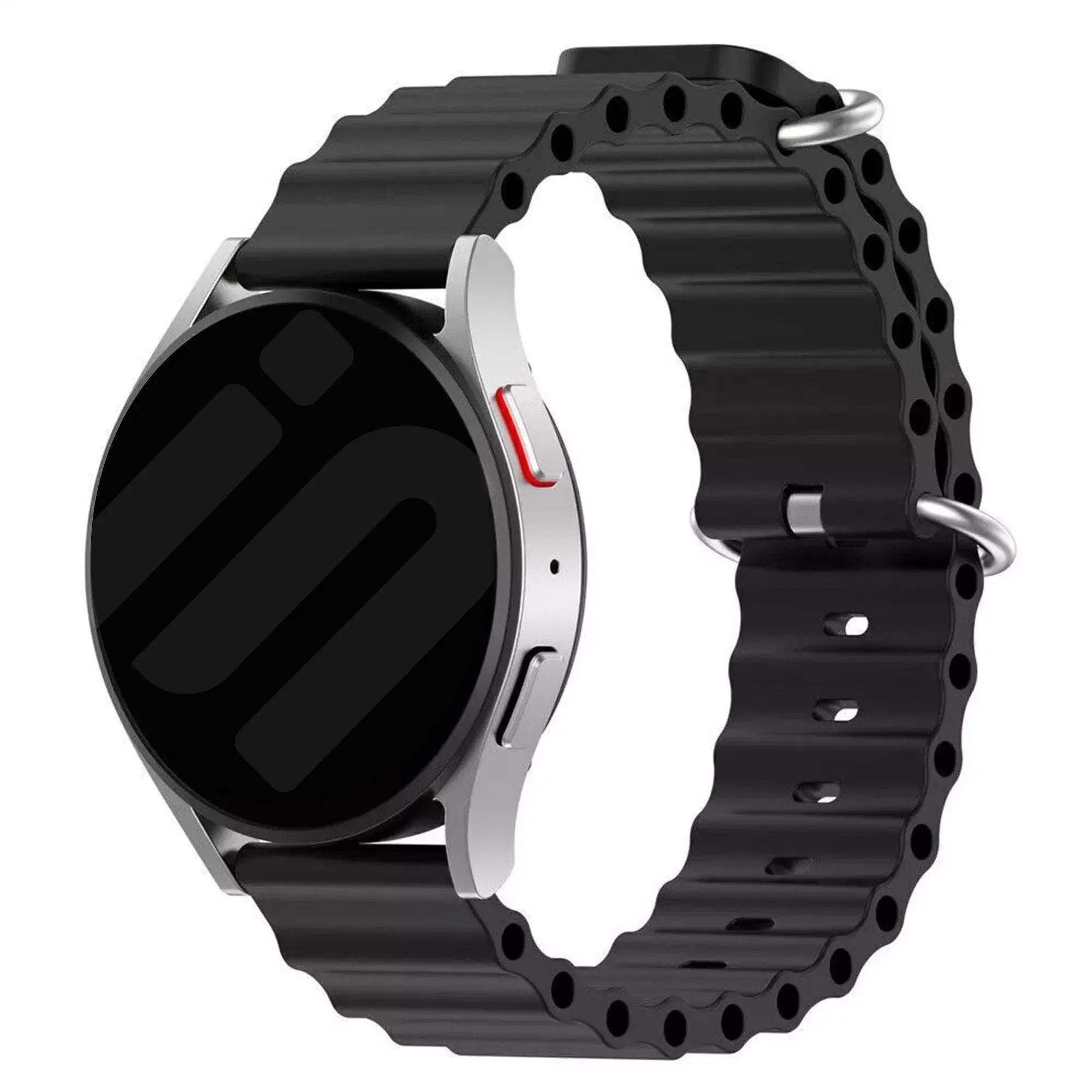 Strap-it Realme Watch 3 (Pro) Armband Silikon 'Ocean' für Realme Watch 3  - Schwarz - Schnallenverschluss