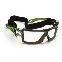 Schutzbrille farblos schwarz/grün PC 2mm kratzfest & antifog - schwarz/grün