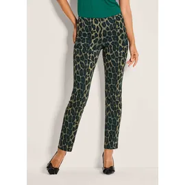 Madeleine Leggings Gerade Jersey-Leggings mit Animal-Print Petrol/Schwarz 18
