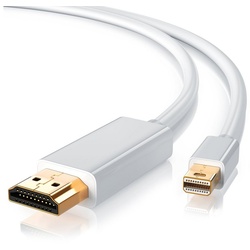 CSL Audio- & Video-Kabel, Mini DisplayPort, HDMI, Mini DisplayPort Stecker, HDMI Typ A Stecker (300 cm), Premium Full HD Mini DisplayPort auf HDMI Kabel - 3m weiß