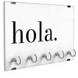DEQORI Schlüsselbrett 'Hola - Schriftzug', (1 St), Schlüsselhalter Schlüssel Haken Schlüsselboard modern Schlüsselleiste schwarz