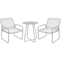 Outsunny 3tlg. Bistro-Set, Balkonmöbel-Set inkl. 1 Tisch, 2 Stühlen, Gartenmöbel-Set, Gartensitzgruppe für Garten, Terrasse, Mesh, Hellgrau